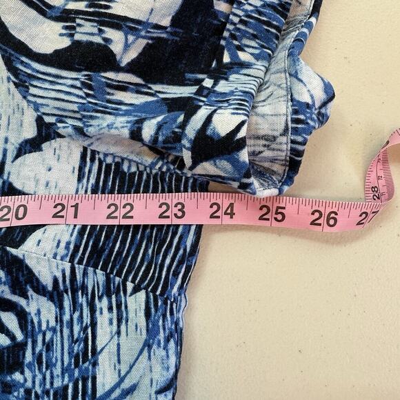 Christopher & Banks Linen Shirt Top Womens Size XL Blue Floral Beachy Coastal - Picture 7 of 8